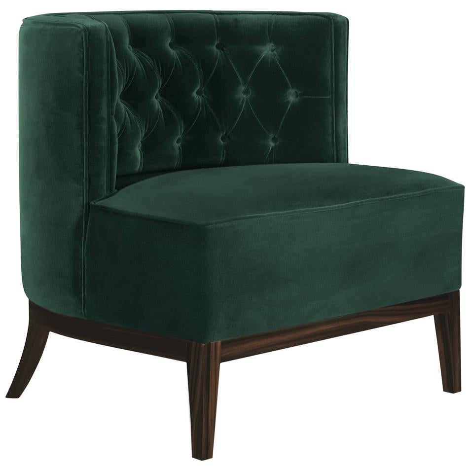 Pasadena Armchair Capitonated and Covered with Velvet For Sale