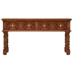 Traditional English Style Console, Sofa Table Hand-Crafted in Oak Made to Order