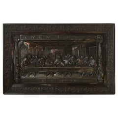 Antique 20th Century "The Last Supper" Dark Metal Relief