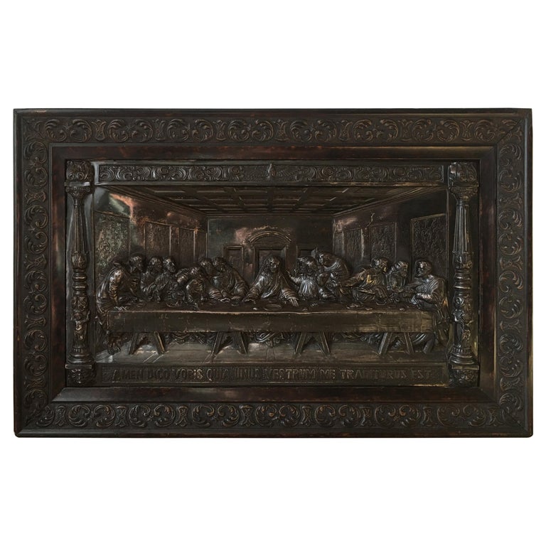20th Century "The Last Supper" Dark Metal Relief For Sale at 1stDibs