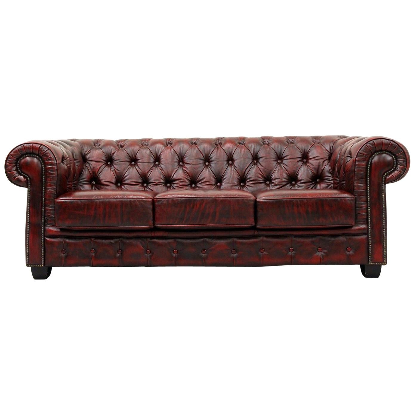 Chesterfield Sofa Leather Antique Vintage Couch English Chippendale For Sale