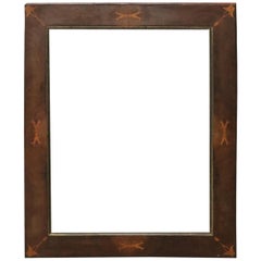 Antique 19th Century Italian Charles X Inlay Walnut Wood Frame