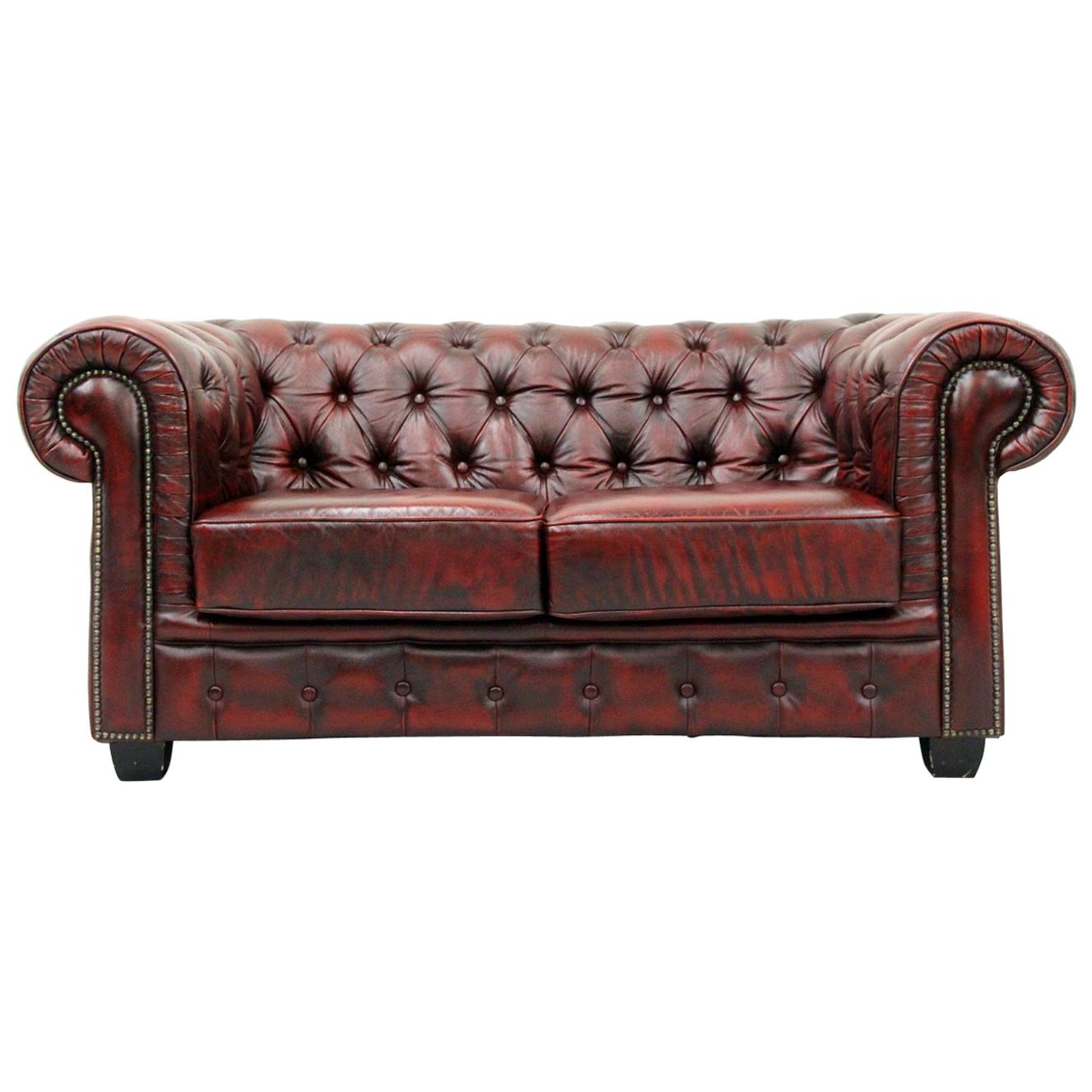 Chesterfield English Sofa Leather Antique Vintage Couch Chippendale im Angebot