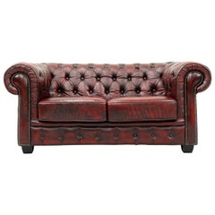 Chesterfield English Sofa Leather Antique Vintage Couch Chippendale