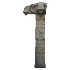 Kerala, Madras, South of India, Engraved Granite Column, Mandala and Naga Design