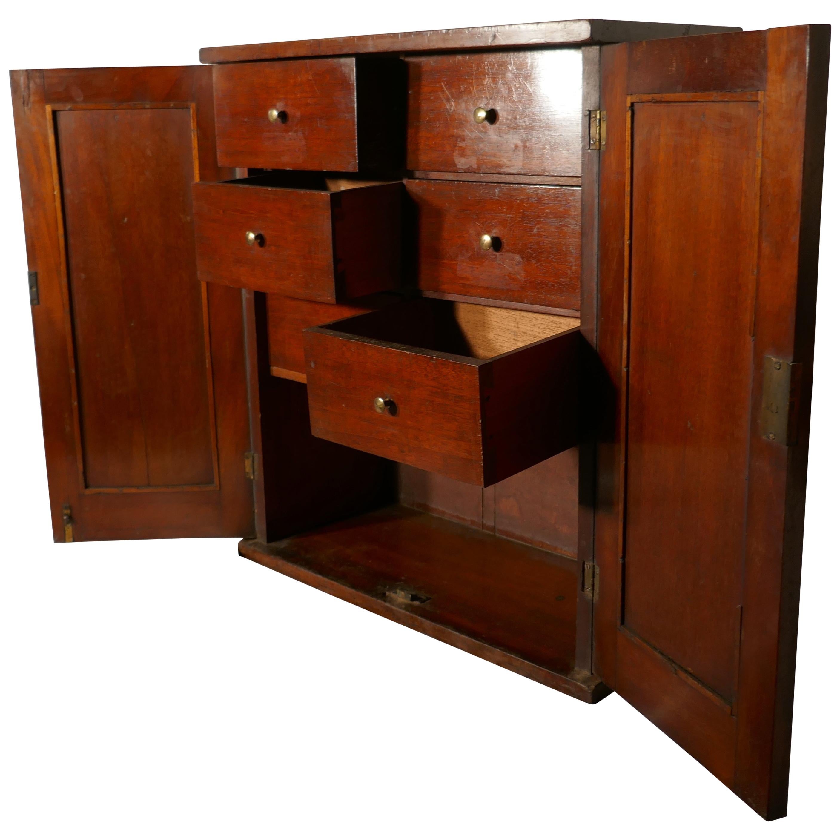 Victorian Mahogany Collectors Cabinet, with Interior Drawers For Sale