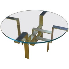 In-Stock Metropolis Glass Top Polished Brass Base Table