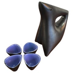 André Aleth Masson Pitcher "Cocotte" and 4 Cups, circa 1956