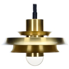 Brass Pendant by Vitrika 1960s Danish Vintage Lamp with Rise-and-fall Suspension