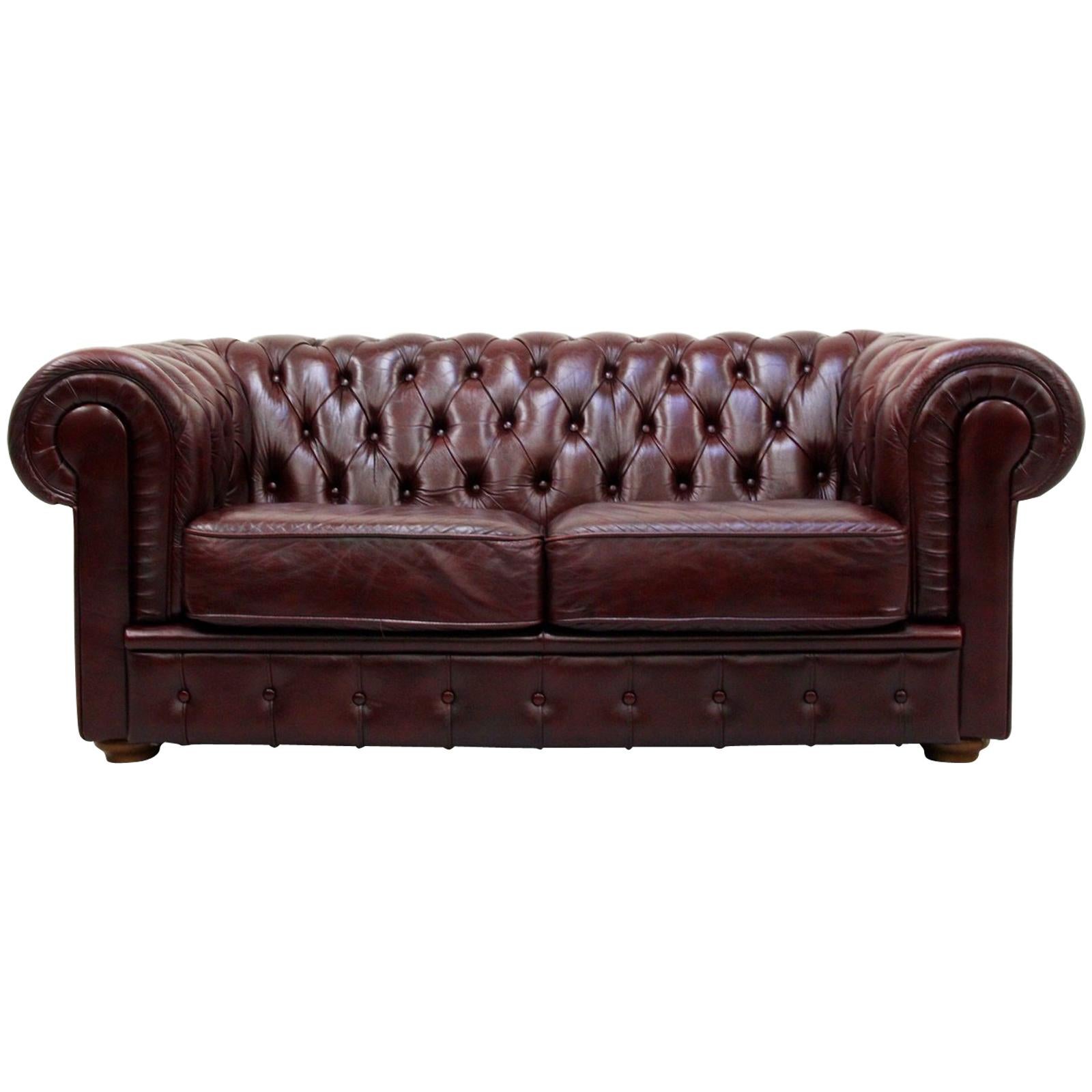 Chesterfield English Sofa Leather Antique Vintage Couch Chippendale For Sale