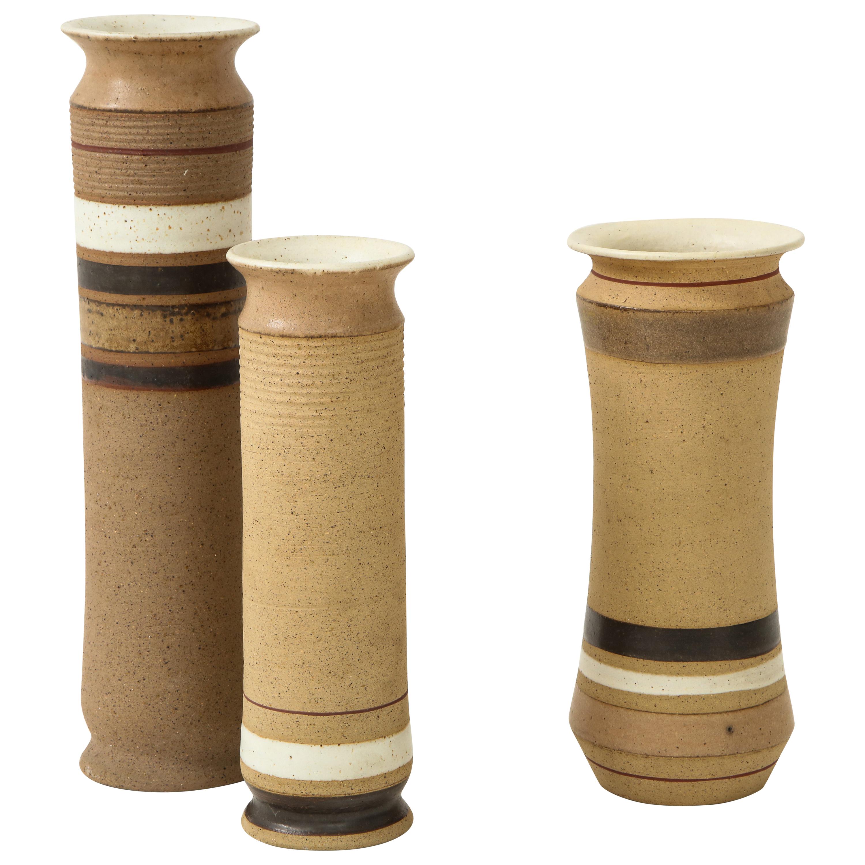 Bruno Gambone Set of 3 Ceramic Vases