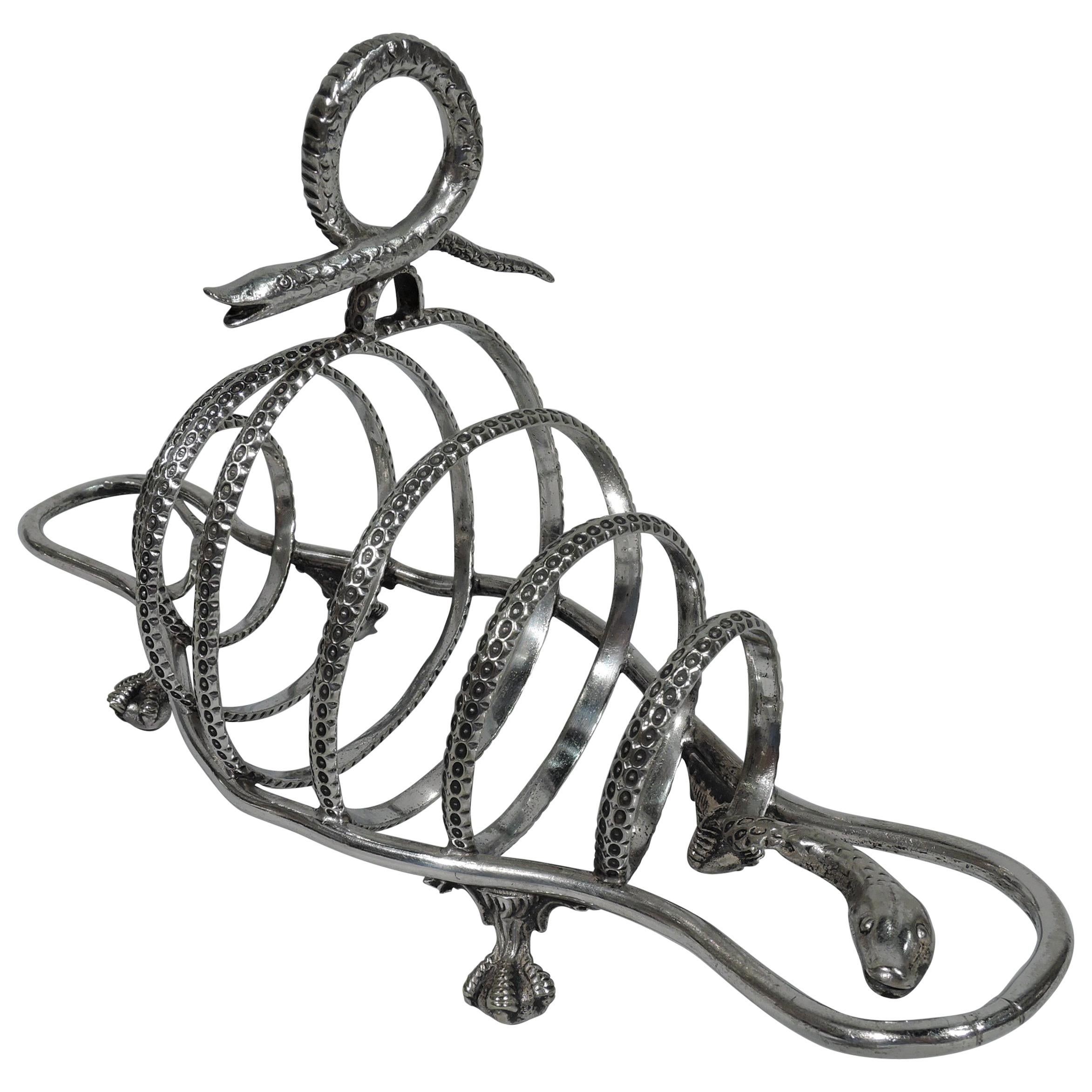 Exciting and Unusual Snake-Form Silver Plate Toast Rack