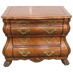 Maitland Smith Dutch Rococo Style Leather Wrapped Bombe Commode Chest