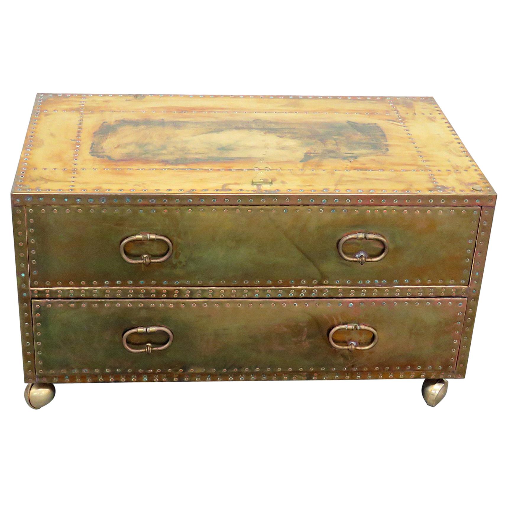 Sarreid Ltd Campaign Style Metal Embossed Chest