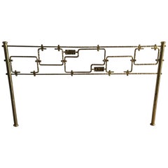 Mid-Century Modern Italian Brass Bed Head with Geometric Motif by Borsani, 1970s