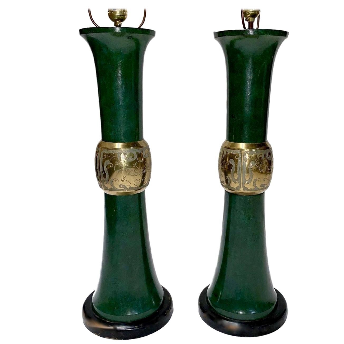 Pair of Large Oriental Style Table Lamps For Sale