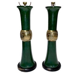 Retro Pair of Large Oriental Style Table Lamps