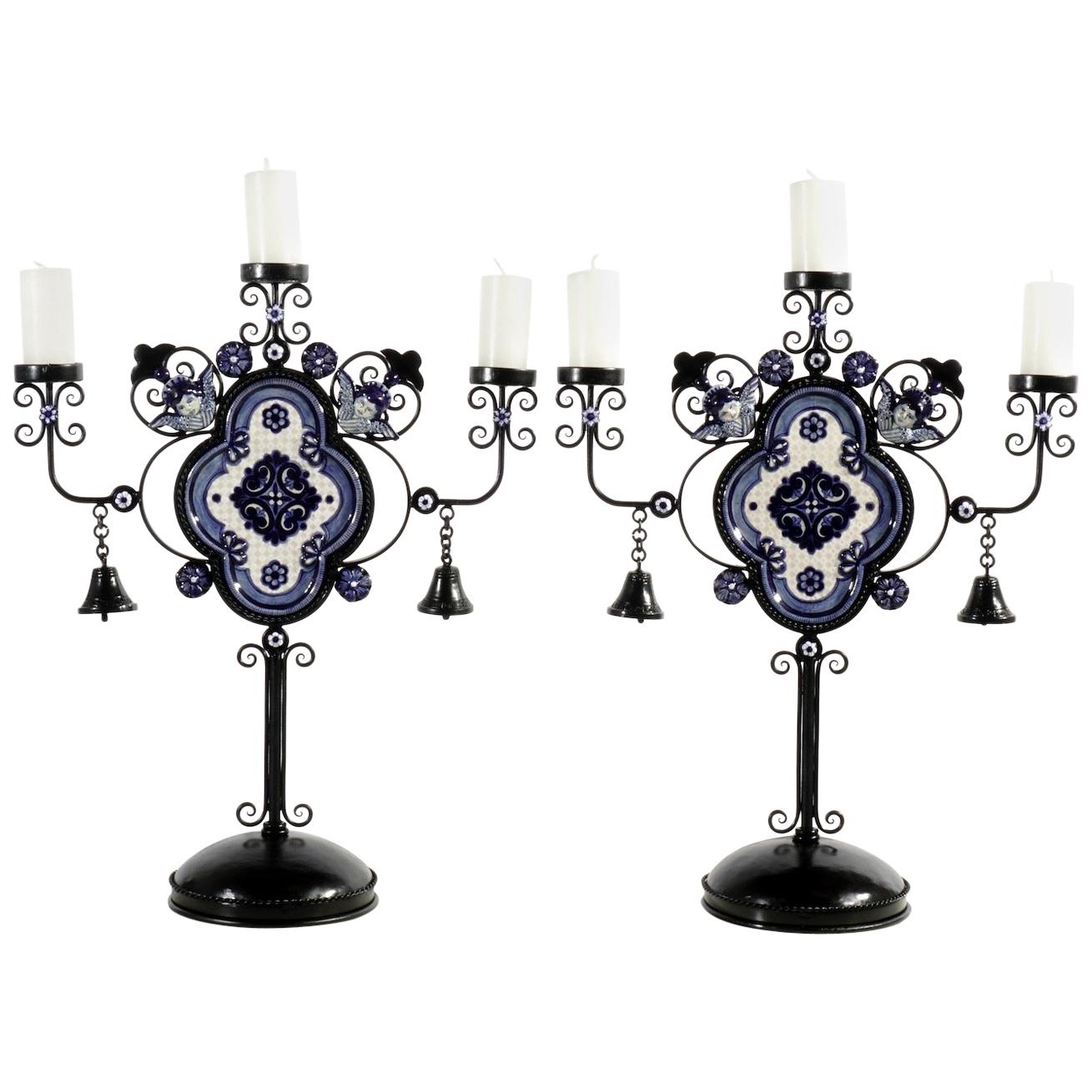 Pair of Handmade Candelabra Handmade 