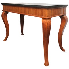 Superb 19th Century Satinwood, Marble-Top Bidermeier Style Console Table