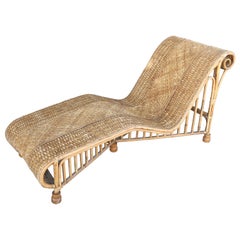 Superb 1920s Modern Rattan Daybed or Long Chair