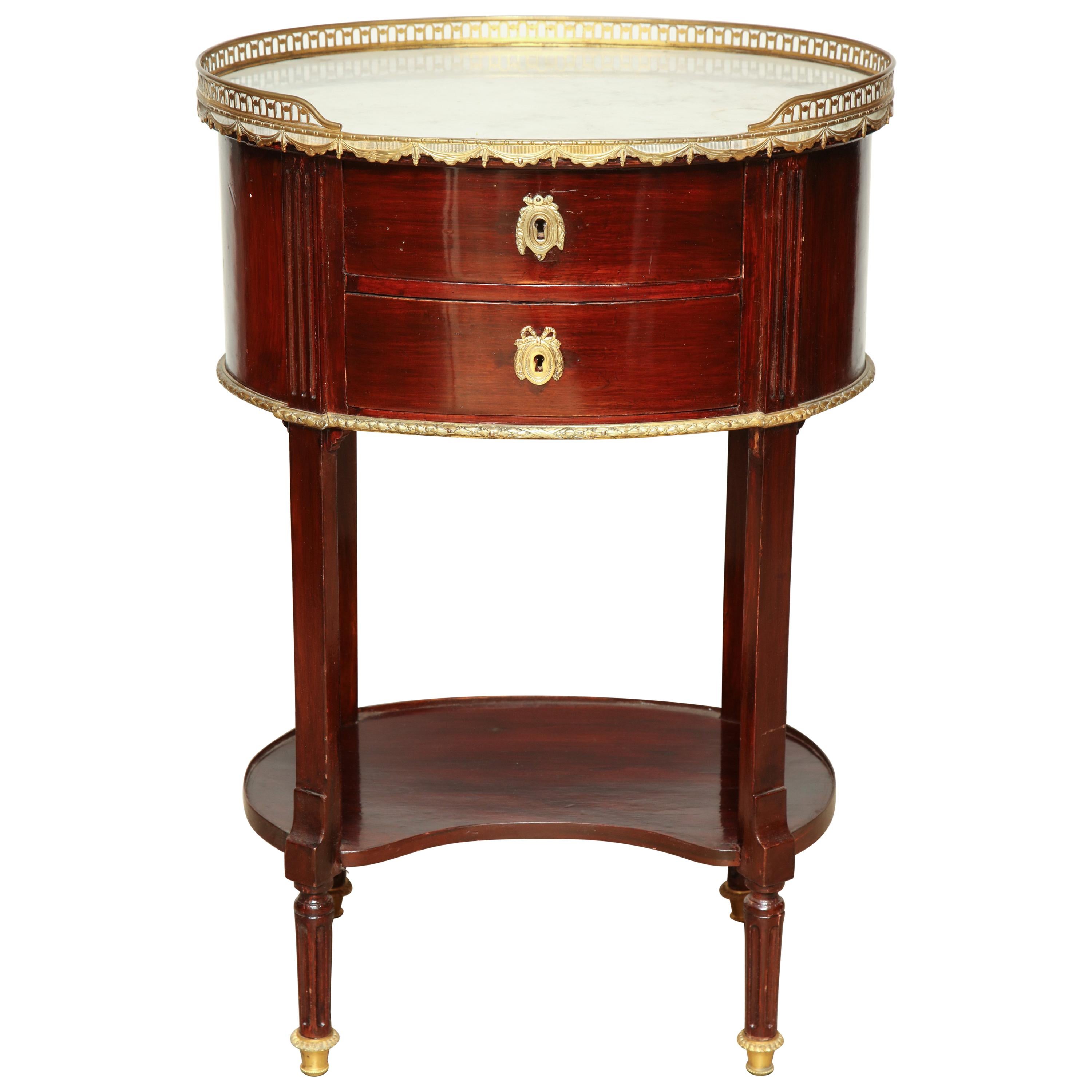 French Mahogany Oval Side Table For Sale