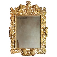 Fine Large Italian Rococo Carved Giltwood Mirror