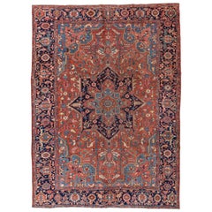 Tapis Heriz ancien, palette de tissu souple, circa années 1920