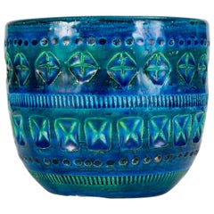 Small “Rimini Blu” Bowl or Vase by Aldo Londi for Bitossi