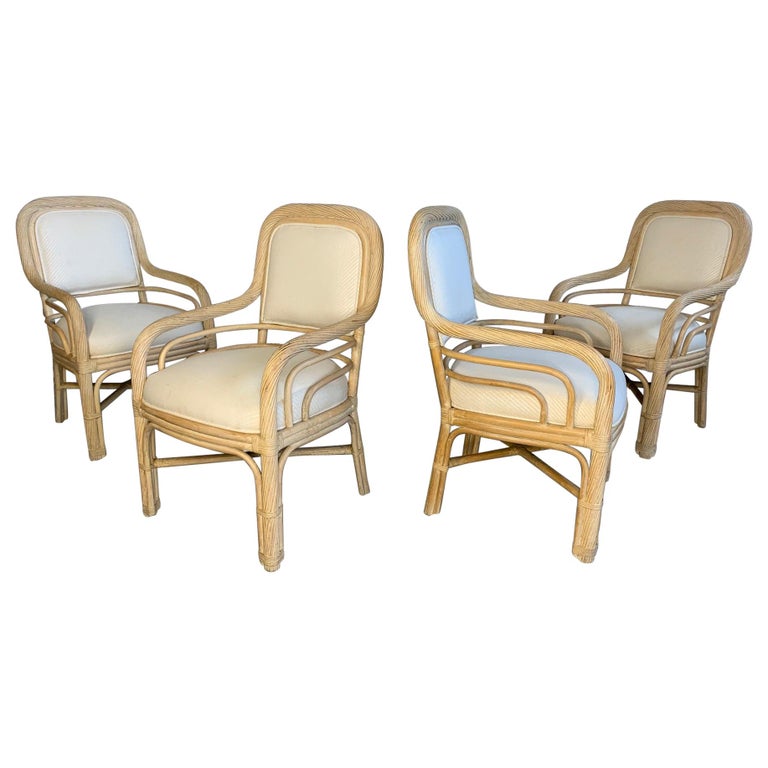 Set Of Four Twisted Rattan Dining Chairs For At 1stdibs Set Of Four Twisted Rattan Dining Chairs For
