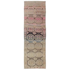 Antique Persian Gallery Runner with Geometric Multi-Medallions