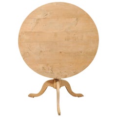 Antique 19th Century Swedish Round Bleached Wood Tilt-Top Guéridon Table