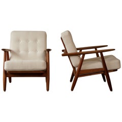 Original Pair of Hans Wegner GE-240 Cigar Chairs, Denmark, 1960s