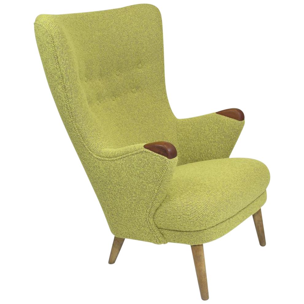 1950s, Schiller Danish High Back Lounge Chair in Yellow