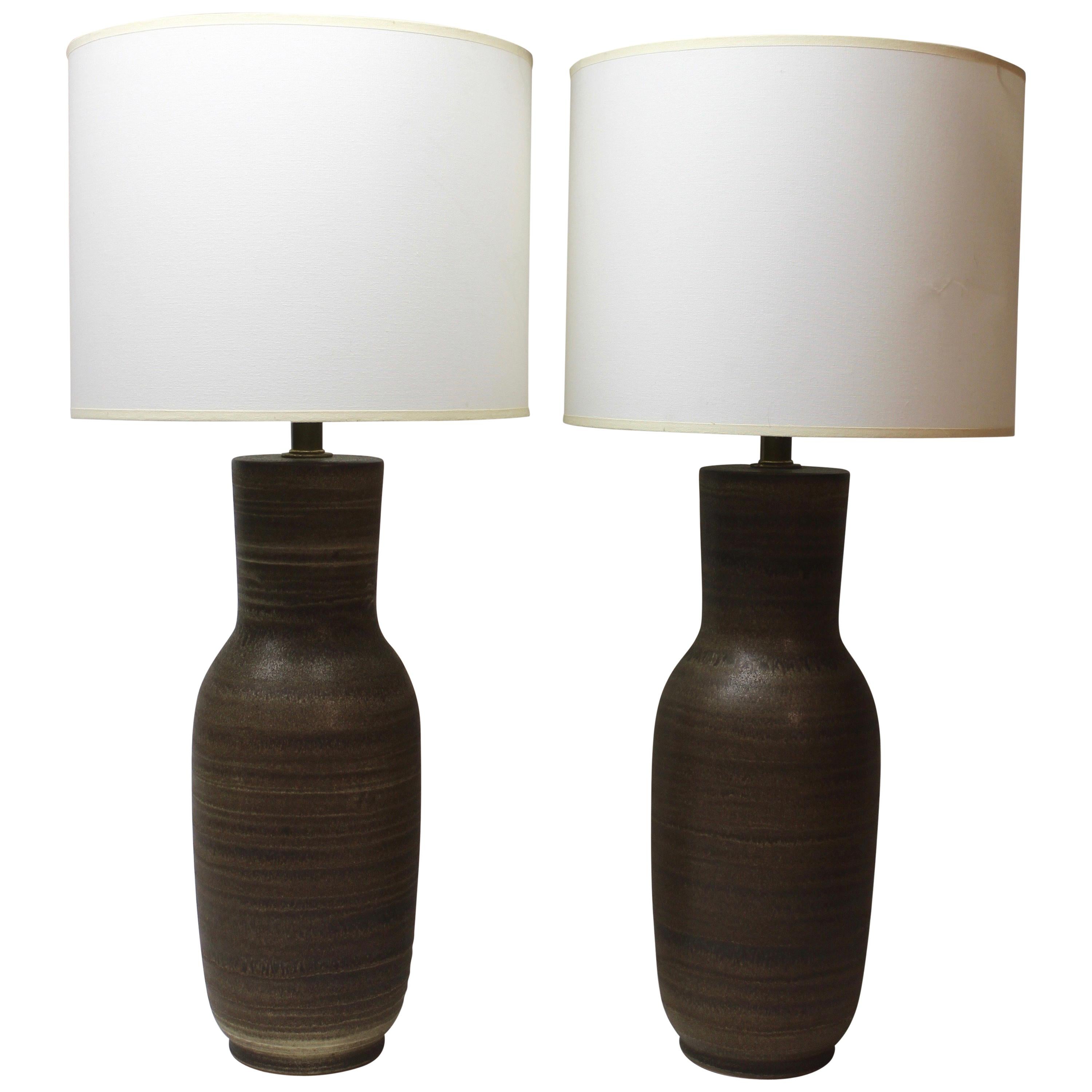 Pair of Tall Ceramic Table Lamps by Design Technics