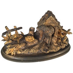 Gilt Bronze Dog-House Inkwell, 19th Century, French