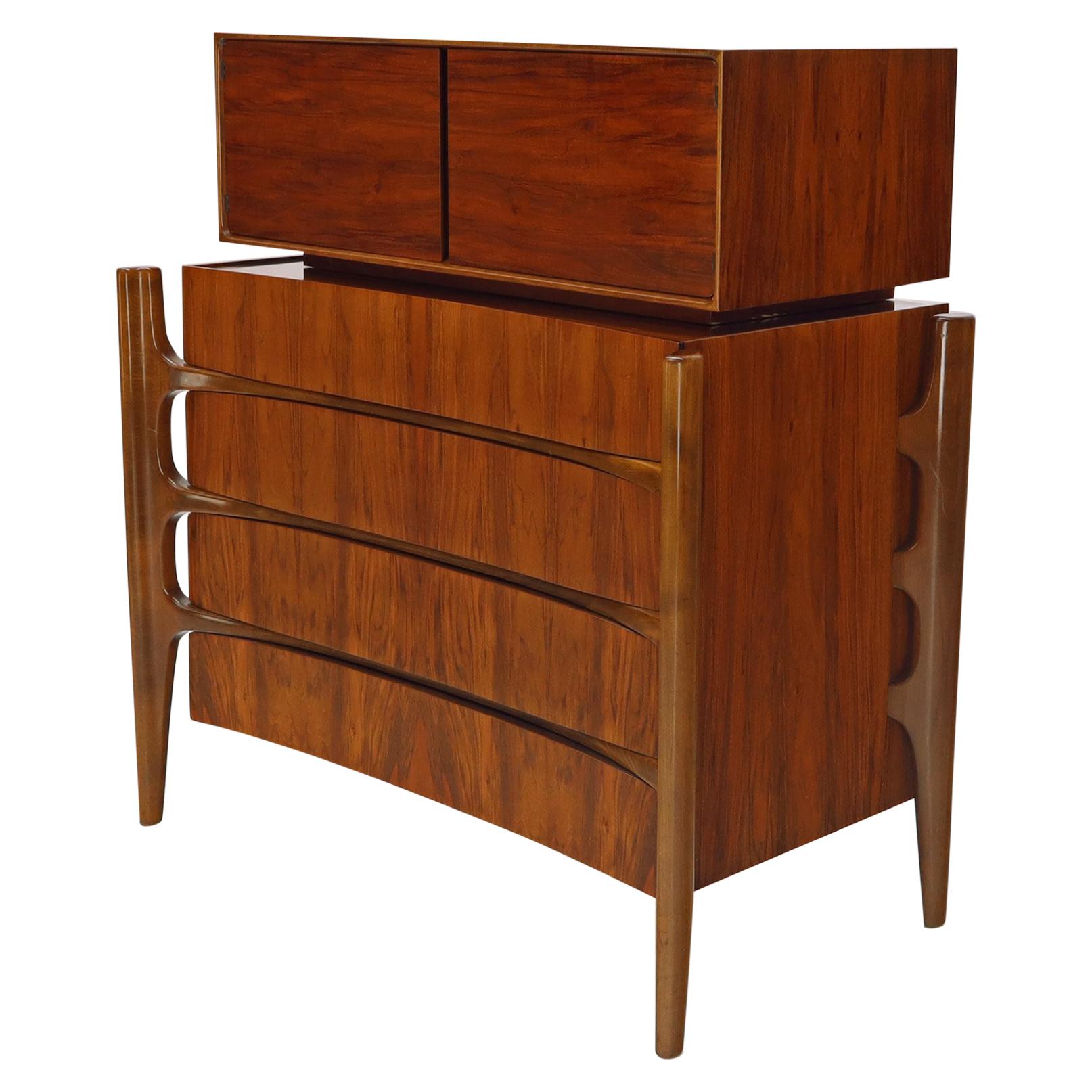 William Hinn 2 Pieces Swedish Modern Chest on Chest Dresser Gentleman Chest For Sale