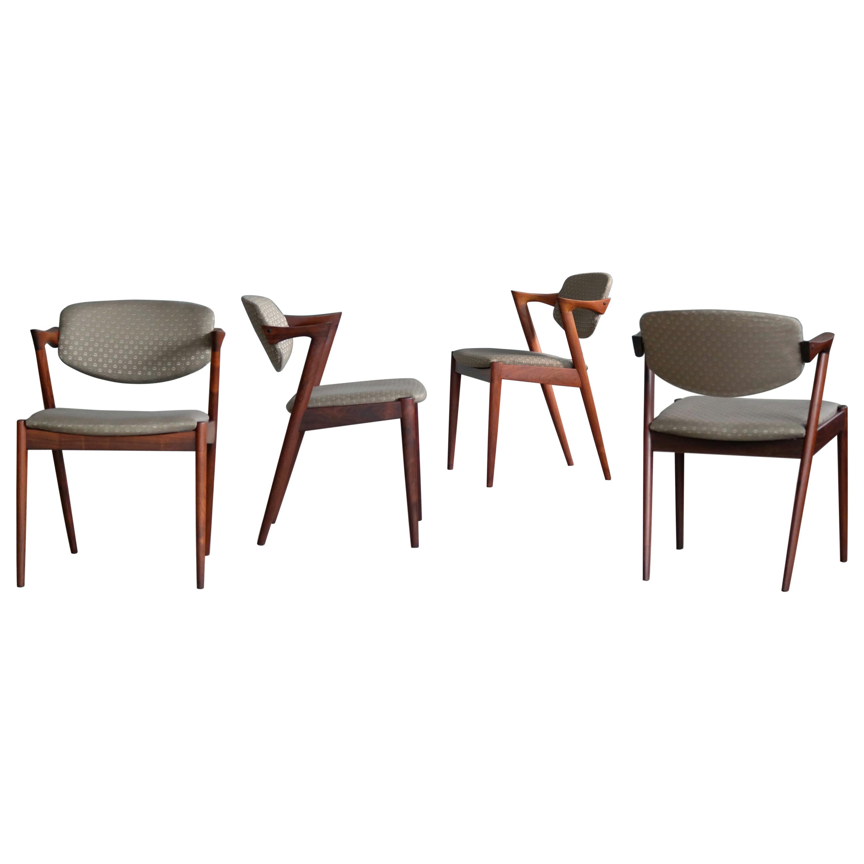 Set of Four Kai Kristiansen Model 42 Rosewood Dining Chairs for Schou Andersen