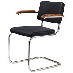 Fauteuil cantilever S64 en acier tubulaire Classic Thonet en cuir