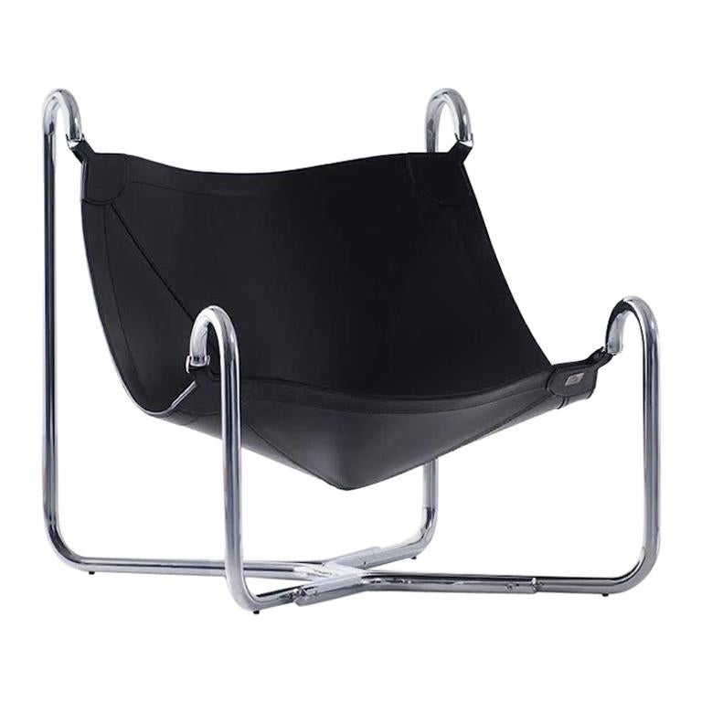 Baffo Armchair in Black with Chrome Frame by Busnelli For Sale