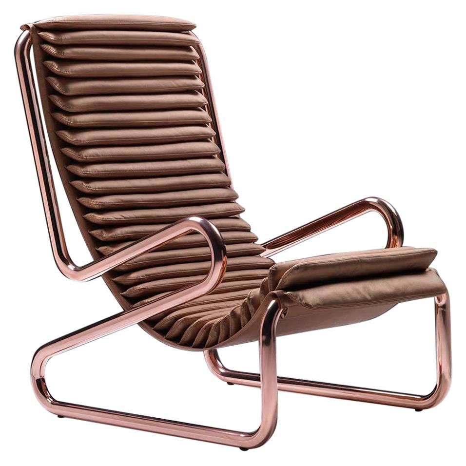 Armadillo Armchair in Mocha Ecoleather with Copper Frame by Busnelli For Sale