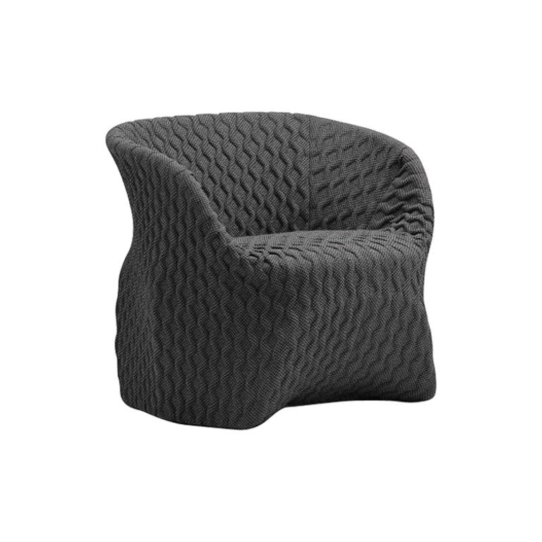 Uma Armchair in Textured Gray Fabric by Busnelli im Angebot