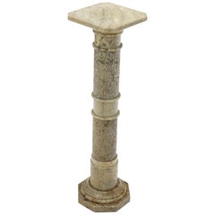 Carved Marble Square Top Pedestal Octagon Shape Base