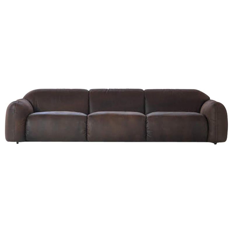 Piumotto Three-Seat Sofa in Dark Brown Leather by Busnelli For Sale
