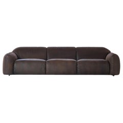 Piumotto Three-Seat Sofa in Dark Brown Leather by Busnelli