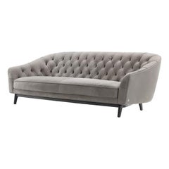 Amouage Sofa in Grey Leather and Wood Base by Busnelli