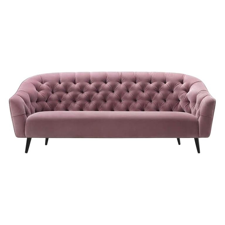 Amouage SL Sofa in Pink Leather with Wood Base by Busnelli For Sale