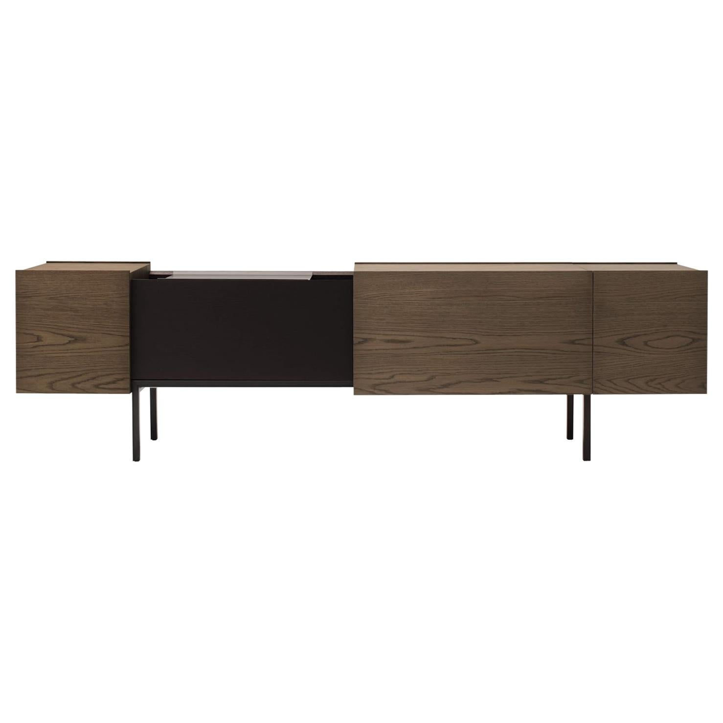 Ladin Sideboard in Wood Veneer with Lacquered Base by Busnelli For Sale