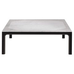 Prism Square Low Table with Marble Top and Black Ashwood Base by Busnelli