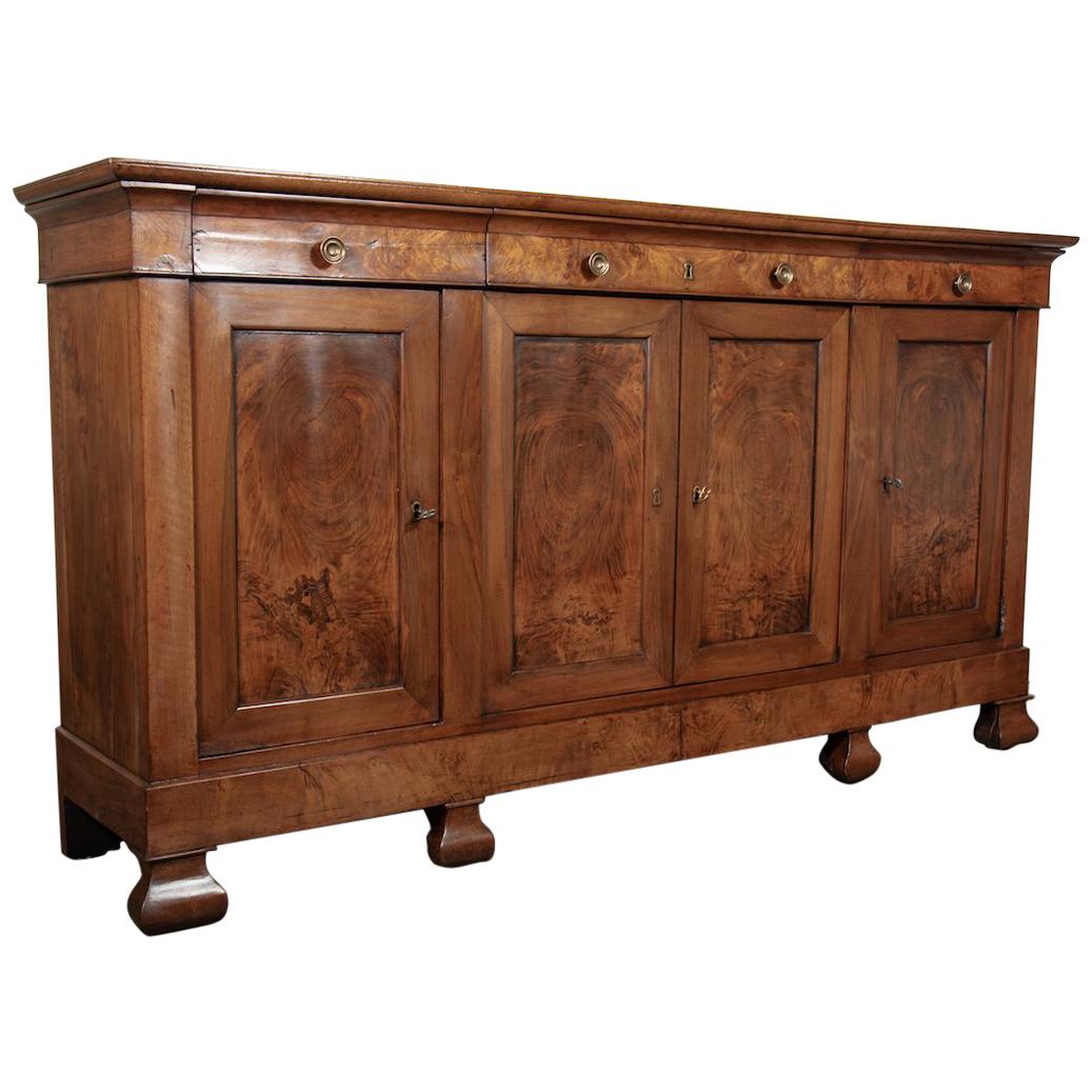 Mid-19th Century French Period Louis Philippe Burled Chestnut Enfilade Buffet