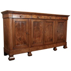 Mid-19th Century French Period Louis Philippe Burled Chestnut Enfilade Buffet